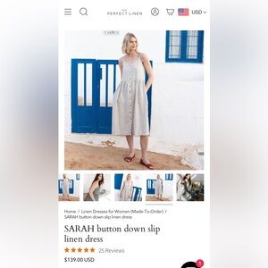 Not perfect linen Sarah dress in ice blue size S/M.
